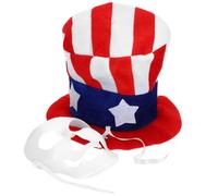 Abaodam Chapeau Fête Nationale Masque Crâne Léger et Décoratif en Plastique et Tissu pour Cosplay et Fête 4 Juillet Lot de 1 Set de Patriotique
