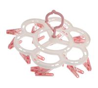 Abaodam Cintre à Pinces Rose en PP, 16 Clips, Rotation 360° | Crochets Coupe-vent, Dents Antidérapantes, Ressorts Acier, pour Salle de Lavage et Balcon Extérieur
