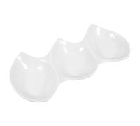 Abaodam Coupelle Sauce en Céramique Blanche 3 Compartiments Fond Stable, Bol Multifonction pour Restaurant et Hôtel, Ustensile Cuisine Pratique