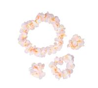 Abaodam Couronne de Fleurs Hawaïenne 4 Pièces en Soie Artificielle, Bandeau à Fleurs Délicat et Collier Floral pour Filles et Femmes, pour Fêtes et Célébrations