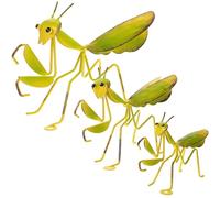 Abaodam Décoration Murale Artisanale en Fer 3 Pcs de Mante pour Patio, Ornement Unique et Distinctif pour Jardin Extérieur