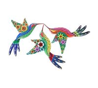 Abaodam Décoration Murale Métal d'Oiseau, 3 Éléments, Ornements Oiseaux Pendants pour Extérieur Jardin Patio