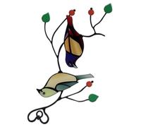 Abaodam Décoration Murale Oiseau en Verre Rouge et Fer, à Suspendre Vitrail Artisanale à Suspendre pour Fenêtre et Jardin, Ornements Décoratifs en Vitrail pour Extérieur, Tenture Murale