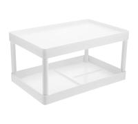 Abaodam Étagère de Rangement Salle de Bain Stable et Facile à Nettoyer Double Couche en Plastique Blanc pour Balcon ou Chambre