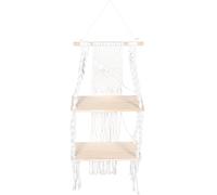 Abaodam Étagère Murale Suspendue en Macramé en Corde de Coton Tissée Main, Support Double Niveau pour Plantes Succulentes, Rangement Pratique et Décoration Bohème Salon
