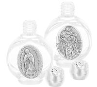 Abaodam Lot de 2 Bouteilles d'eau Bénite en Verre Argenté, Portable et Étanche, Décorations de Baptême Simples et Luxueuses, pour Festivals et Paquet Plusieurs Styles