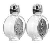 Abaodam Lot de 2 Bouteilles d'eau Bénite Portables en Verre et Alliage Argenté Motif en Relief, Rechargeables Voyages et Décoration Intérieure