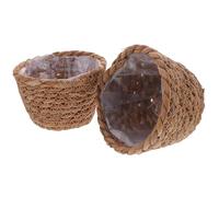 Abaodam Lot de 2 Paniers à Plantes Tressés la Main, Petit Format Diamètre 13 Cm, en Fibres Naturelles, Jardinières Rustiques pour Plantes D’intérieur, Cache-Pots Couleur Aléatoire