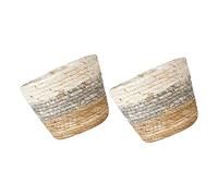Abaodam Lot De 2 Paniers De Fleurs Tressés en Paille Grise s pour Décoration Intérieure, Paniers Multi-usages Légers Et Naturels pour Plantes Et Rangement