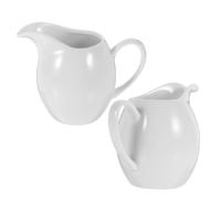 Abaodam Lot de 2 Pichets à Lait en Céramique Blanche 330ml avec Anse, Bec Verseur et Bords Lisses, pour Servir le Lait Sauces Cuisine