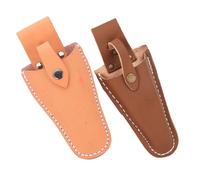 Abaodam Lot de 2 Pochettes en Cuir Épais pour Sécateurs de Jardin, Étuis Robustes pour Rangement D’Outils de Coupe, Porte-Ciseaux Résistants en Cuir de Vachette Marron et Jaune,