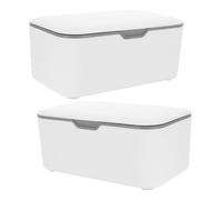 Abaodam Lot de 2 Porte-lingettes Réutilisables Gris Couvercle, Boîte Distributrice Étanche pour Lingettes Sèches et Humides, Conteneur de Rangement Portable pour Salle de Bain et Voyages,