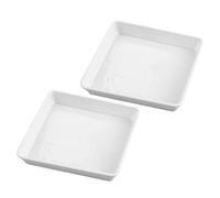 Abaodam Lot de 2 Soucoupes Carrées Blanches en Plastique 40 x40 Cm pour Plantes, Bac à Eau de Récupération d'eau pour Pots Carrés, Plateaux Drainage Intérieur et Extérieur, Jardin