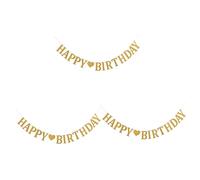 Abaodam Lot de 3 Décorations de Fête Danniversaire Banderole de Lettres « joyeux Anniversaire » Banderole de Lettres Drapeau Décoratif en Papier Doré