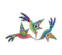 Abaodam Lot de 3 Ornements D’oiseaux en Métal pour Décoration Murale Intérieure et Extérieure, Sculptures Colorées Colibris, Art Mural Suspendu Résistant pour Jardin et Patio