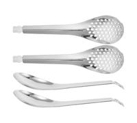 Abaodam Lot de 4 Set de Set de Cuillères Écumoire en Acier Inoxydable Argenté, Ustensiles Cuisine pour Filtrer Sauces, Facile D'entretien, Service en Restaurant