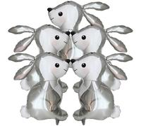Abaodam Lot de 5 Ballons en Aluminium Forme de Lapin pour Décoration Anniversaire Garçon et Filles, Ballons Colorés et Légers pour Fête et Décoration de Party