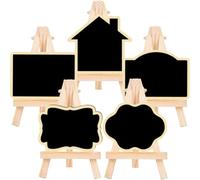 Abaodam Lot de 5 Tableaux Ardoise sur Chevalet en Bois, Petite Ardoise de Table Résistante pour Café et Décoration Support Créatif et Multifonction