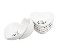 Abaodam Lot de 6 Assiettes en Céramique Blanc de Cœur Motif Chat, pour Servir Petites Sauces et Desserts Cuisine Familiale