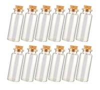 Abaodam Mini Bouteilles en Verre Bouchon de Liège Flacons Transparents en Verre Lot de 12 12ml Bouchon en Bois pour Loisirs Créatifs et Décoration