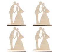 Abaodam Ornements Créatifs en Bois 4 Pièces pour Décoration de Mariage, Accessoires de Photographie, Décor de Bureau et Étagère, Couple Marié en Posture D'embrassade