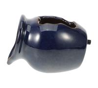 Abaodam Pot Cascade en Céramique Bleu Petit Modèle, Fontaine Décorative D’intérieur et Extérieur sans Pompe, Pot à Circulation D’Eau pour Jardin, Décoration Écologique et Ambiance Zen