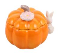 Abaodam Pot de Rangement Citrouille en Céramique avec Couvercle Boîte à Bijoux Décorative d'halloween Récipient à Bonbons Automnal Canister Alimentaire pour Organisation de Cuisine