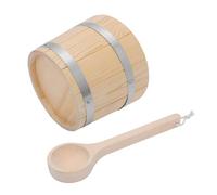 Abaodam Seau de Sauna Bois 5l Beige Style Tonneau Poignée Ergonomique | Grand Volume, Style Traditionnel, Facile à Transporter, Accessoire Spa