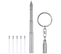 Abaodam Stylo de Poche Rétractable en Acier Inoxydable avec Porte-clés Argenté, Portable et Rechargeable, pour Voyage et Usage Quotidien