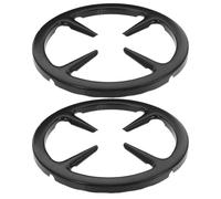 Abaodam Support de Cuisinière à Gaz en Métal Noir 2pcs pour Cafetière et Brûleur, Résistant la Rouille Fond Rond, Cuisine et Préparation de Café à Domicile