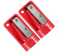 Abaodam Taille-crayon Léger Rouge 2 Pcs en Abs et Acier, Outil Portable pour Garçons et Filles ou Maison