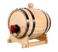 Abaodam Tonneau en Chêne 1l avec Robinet et Support, Fût de Vin Robuste à Grosse Capacité pour Bar et Restaurant, Distributeur en Bois pour Vieillissement et Service