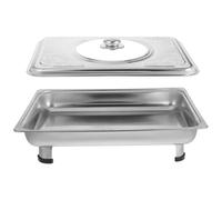 Abaodam Tray de Service Rectangulaire Acier Inoxydable avec Couvercle pour Buffet Mariage Restaurant Cafétéria Self-service Conservation Aliments