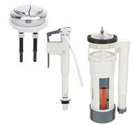 Abaodam Valve de Chasse D'eau Haute Pression Bouton Poussoir Blanc en Abs Pom, Kit de Réparation Étanche et Tube de Trop-plein Réglable pour Toilettes