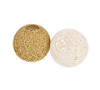 Abat-jour Boule en Corde de Papier, Trou 6cm, Lot de 2 | Style Tissé Simple, Installation Facile, Protège la Lampe, pour Chambre et Pièce, Blanc ou Marron