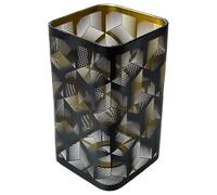 Abat-jour Carré en Fer Noir et Or, Compatible Ampoule E27, Style moderne | Protection la Poussière, de L’Éblouissement, Suspendre ou Pied de Lampe, Entrée et Couloir
