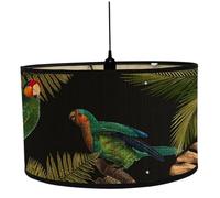 Abat-jour de lampe de table, abat-jour tambour rond moderne, perroquet vert 12x8 pouces