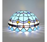 Abat-jour de plafonnier de style Tiffany, abat-jour de lampe en verre teinté vintage de 12 pouces en plumes méditerranéennes, abat-jour de remplacement fait à la main for lampe suspendue, lampadaire,