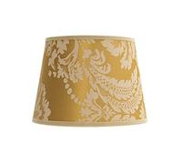 Abat-jour E14 Ø19,5cm en tissu marron doré motif floral conique pour lampes de table look vintage abat-jour de remplacement pour lampes de chevet
