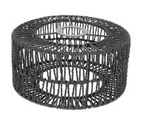 Abat-jour en Corde de Paille Tressée Taille S Suspendre | Structure Tressée, Fer Robuste, Surface Lisse sans Bavure, Remplacement pour Lampe et Douille E27, Noir