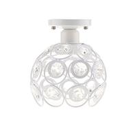 Abat-jour en cristal de fer pour lustre - Blanc | Fer et cristal artificiel, culot E27, 20 cm de diamètre, 14 cm de hauteur, pour salle à manger, salon, restaurant