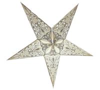 Abat-jour en papier en forme d'étoile, 60 cm, décorations suspendues pour Noël, mariage, maison, fête (blanc, gris, argent)