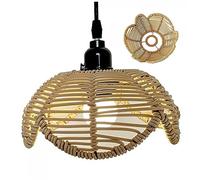 Abat-jour en rotin pour plafond, abat-jour en rotin vintage en forme de fleur de lotus, en osier, luminaires d'ornement, pendentif plafond, couverture d'- pour la décoration l
