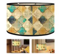 Abat-jour en tissu - 30 x 30 x 20 cm - Fait à la main - Style rétro - Pour lampe de table - Support E27 - Pour lampe de table, lampadaire