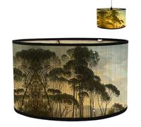 Abat-jour en tissu de lin | Abat-jour fait à la main pour lampadaire, suspension et lampe de table | Culot E27 | Abat-jour anti-éblouissement | Ø 30 cm x H 20 cm (pin sylvestre)