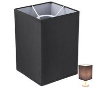 Abat-jour Lampe à Poser Carré Noir en Lin pour Ampoule E27 Décorative | Housse de Rechange Détachable, Structure Simple, Diffusion Douce, Installation Rapide, Entretien Facile, pour Lampadaire