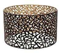 Abat-jour Métal Tambour Ajouré Vintage Noir et Or, Cylindrique E27 pour Suspension, Plafonnier, Lampadaire et Lampe de Table