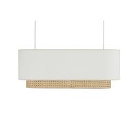Abat-jour pour suspension double en tissu blanc et cannage rotin naturel L62 cm TIWY