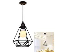 Abat-Jour pour Suspension E27,Lampe Suspension en Métal Vintage,Rétro Industrielle Lustre Plafonnier Eclairage de Plafond Cage pour Salle à Manger Bar Chambre Restaurant Salon,Noir