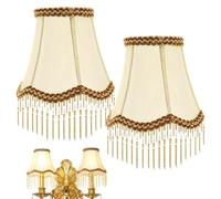 Abat-Jour Rétro Avec Franges: 2 Pièces Abats Jour Vintage En Tissu, Vintage Abat-Jours Victorien Frange En Forme De Pétoncle Pour Lampes E14 Suspension, Appliques Murales